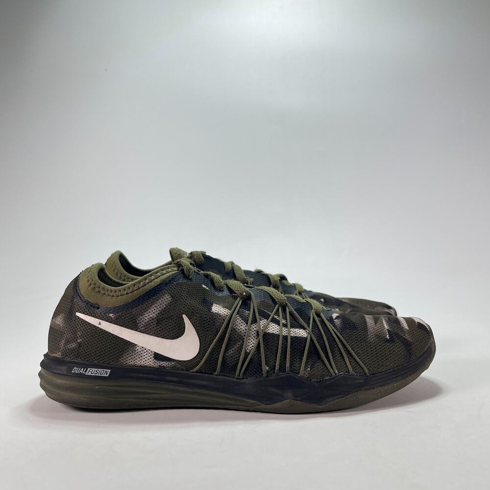 Nike Dual Fusion TR Hit Olive Camo Lace Up Training Shoes 844667-200 Womens Sz 8